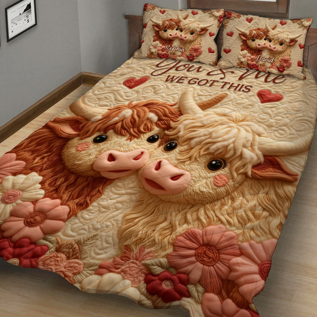 You & Me We Got This - Personalized Highland Cow Quilt Set