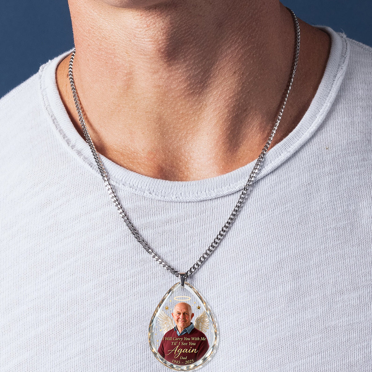 I Will Carry You With Me Till I See You Again - Personalized Memorial Shaped Acrylic Pendant Necklace