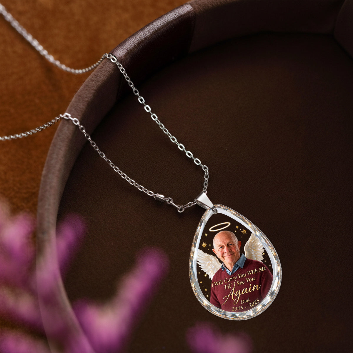 I Will Carry You With Me Till I See You Again - Personalized Memorial Shaped Acrylic Pendant Necklace
