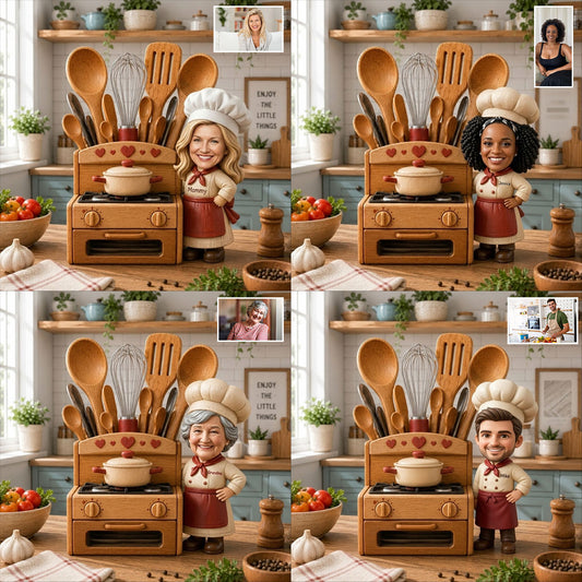 Cooking Lovers Gift Idea - Personalized Cooking Wooden Desk Organizer
