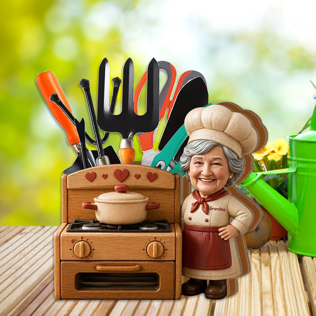 Cooking Lovers Gift Idea - Personalized Cooking Wooden Desk Organizer