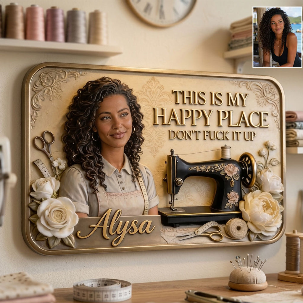 Sewing Room Decoration - Personalized Sewing 3D Printed Cut Metal Sign