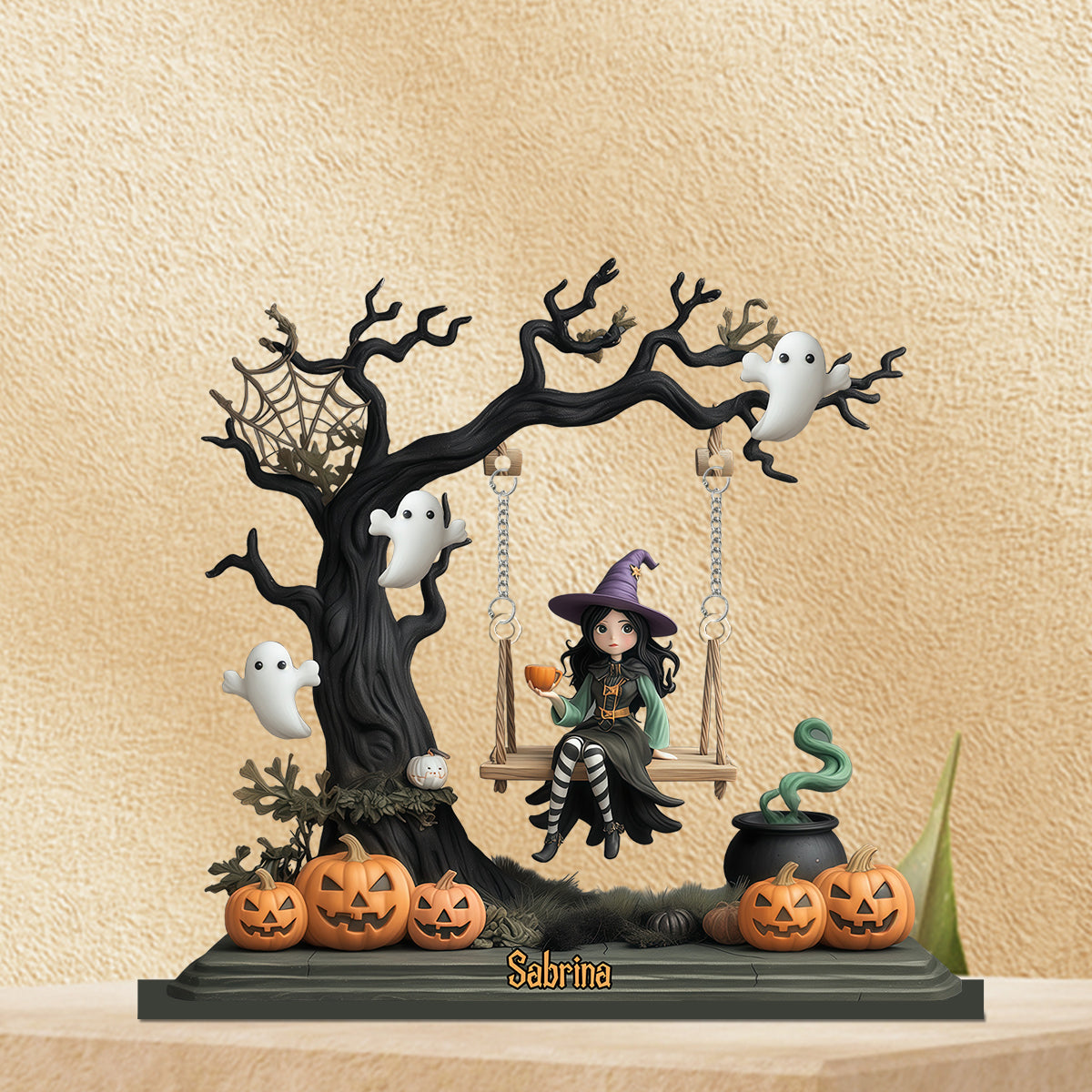 Beautiful Witch - Personalized Witch Plaque With Charm