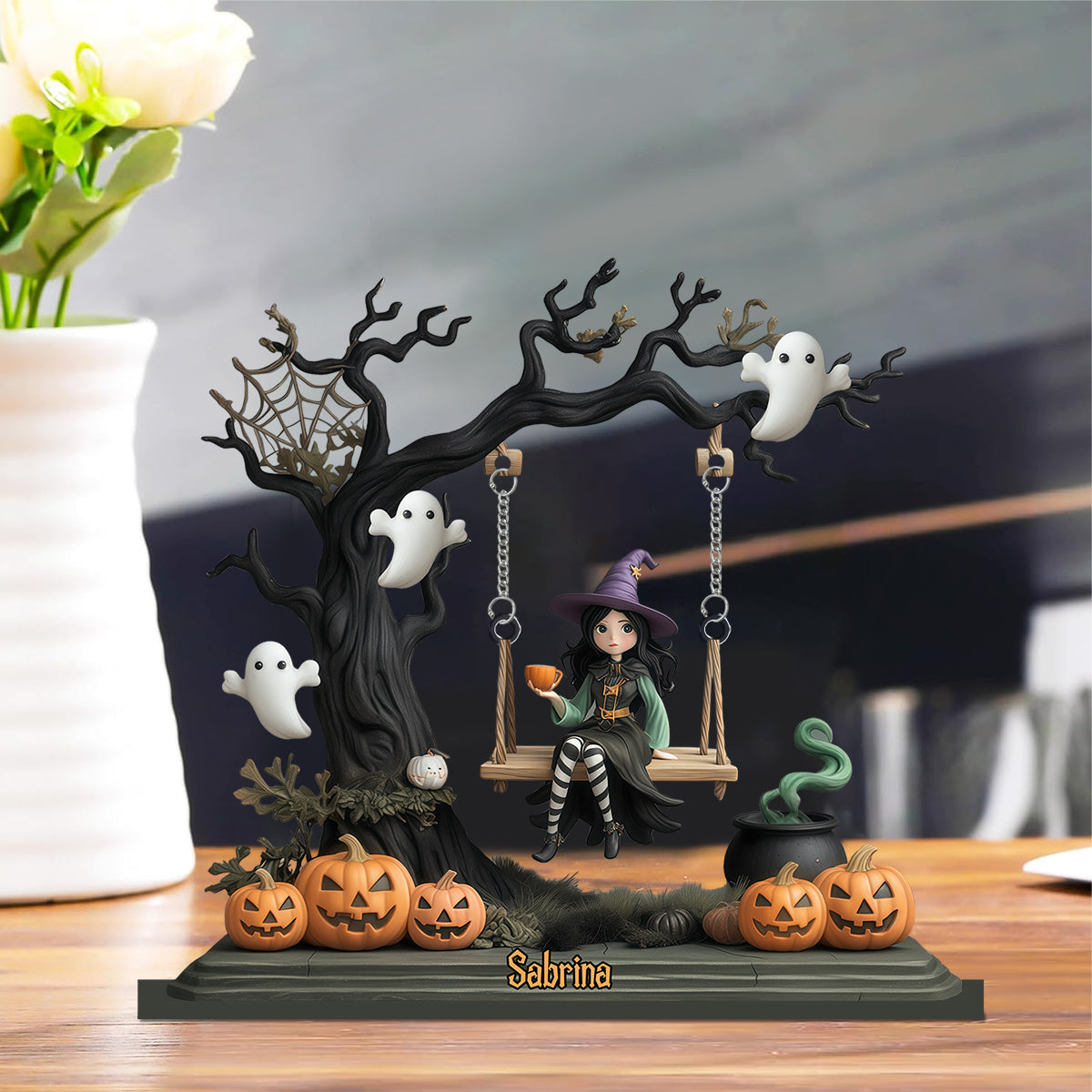 Beautiful Witch - Personalized Witch Plaque With Charm