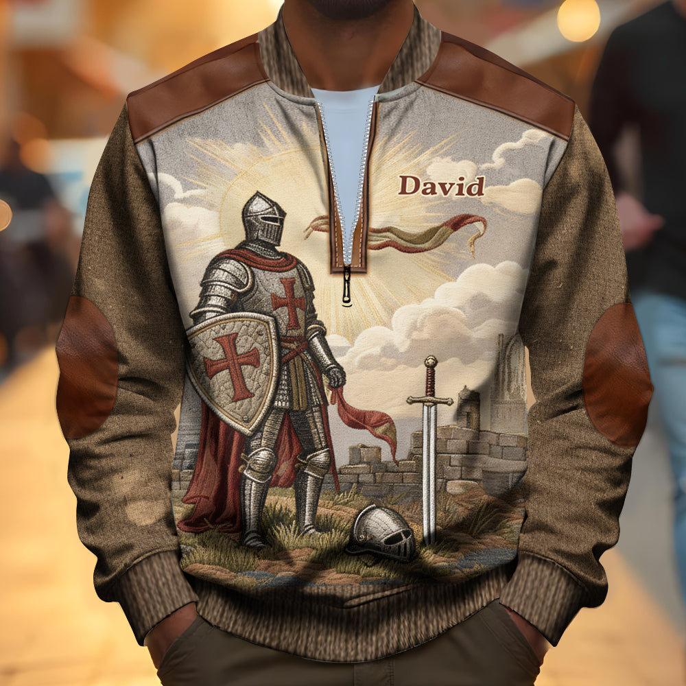 Kight Of God - Personalized Christian Men Zip-Up Sweatshirt