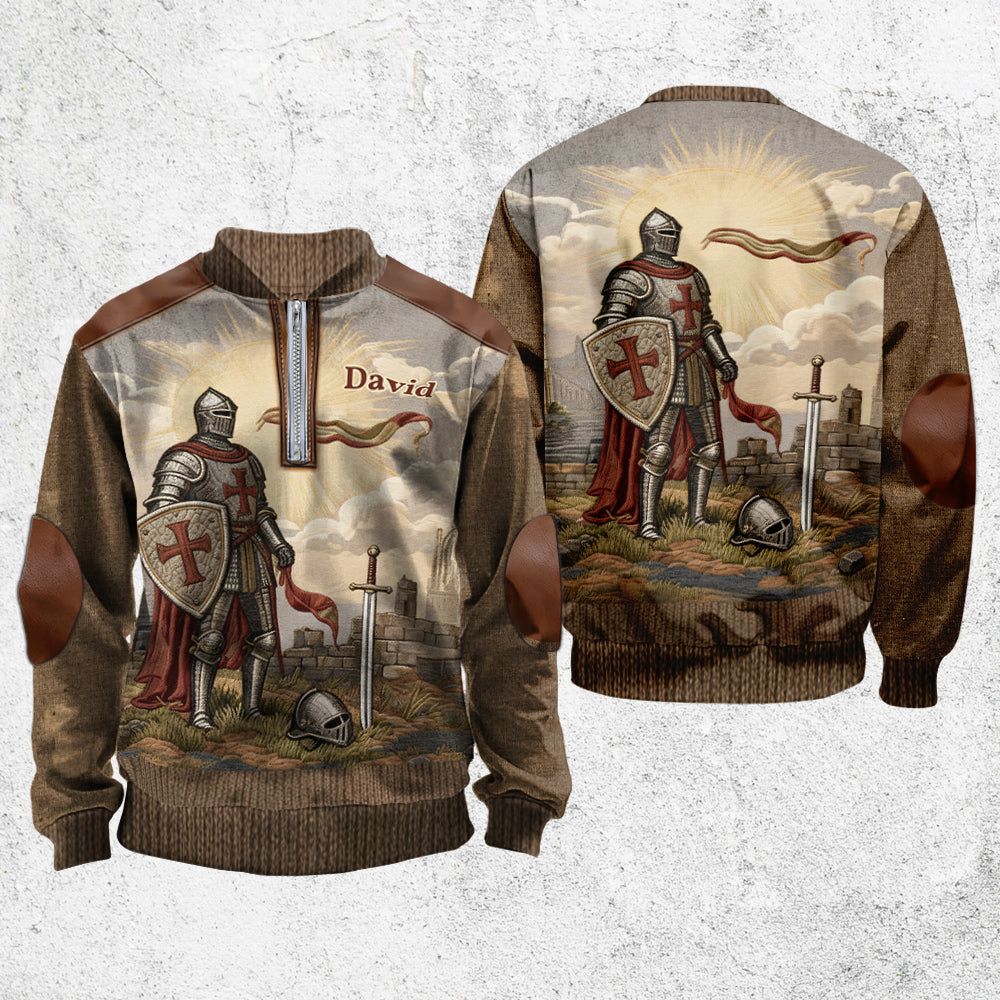 Kight Of God - Personalized Christian Men Zip-Up Sweatshirt