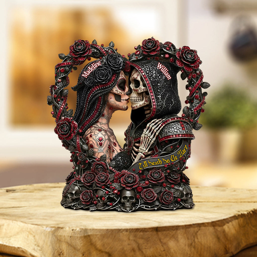 Sugar Skull Till Death Do Us Apart - Personalized Skull Custom Shaped Acrylic Plaque