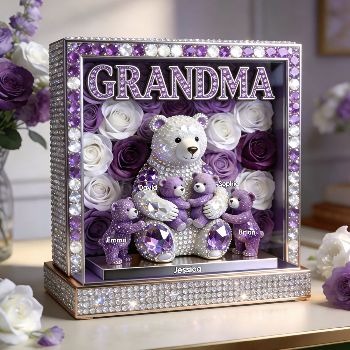 Mama/Oma Bär - Personalisierte Mutter Acrylplakette in Form