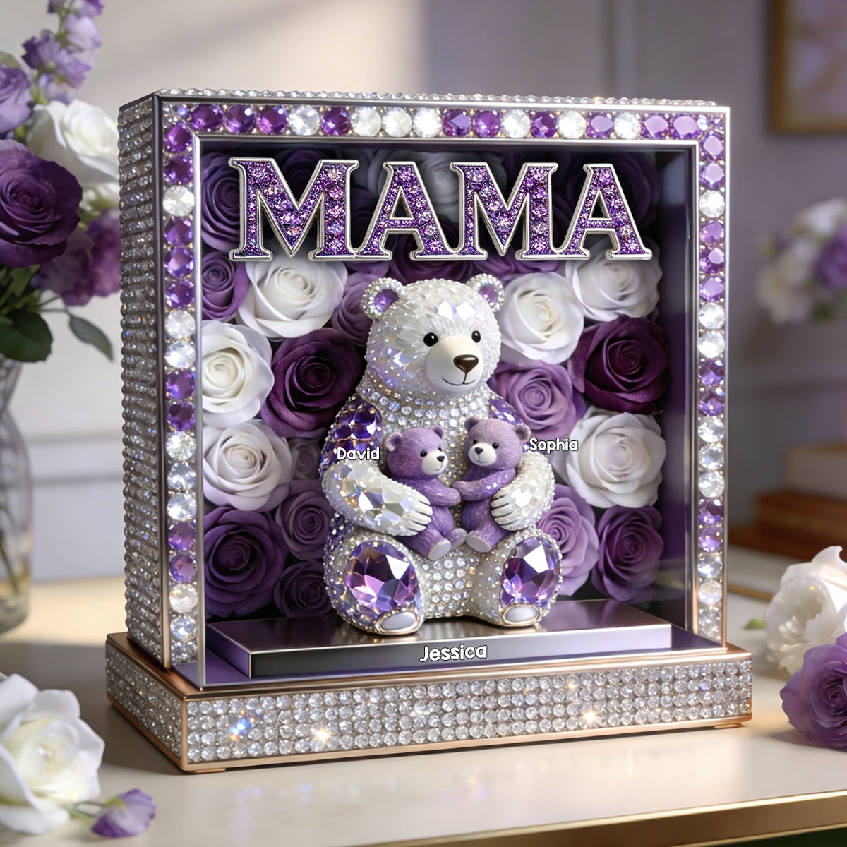 Mama/Oma Bär - Personalisierte Mutter Acrylplakette in Form