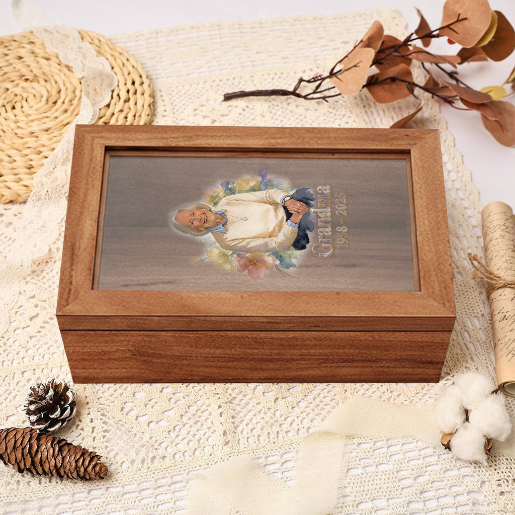 Individuell gestaltbare Gedenkbox aus Holz – nach Foto.