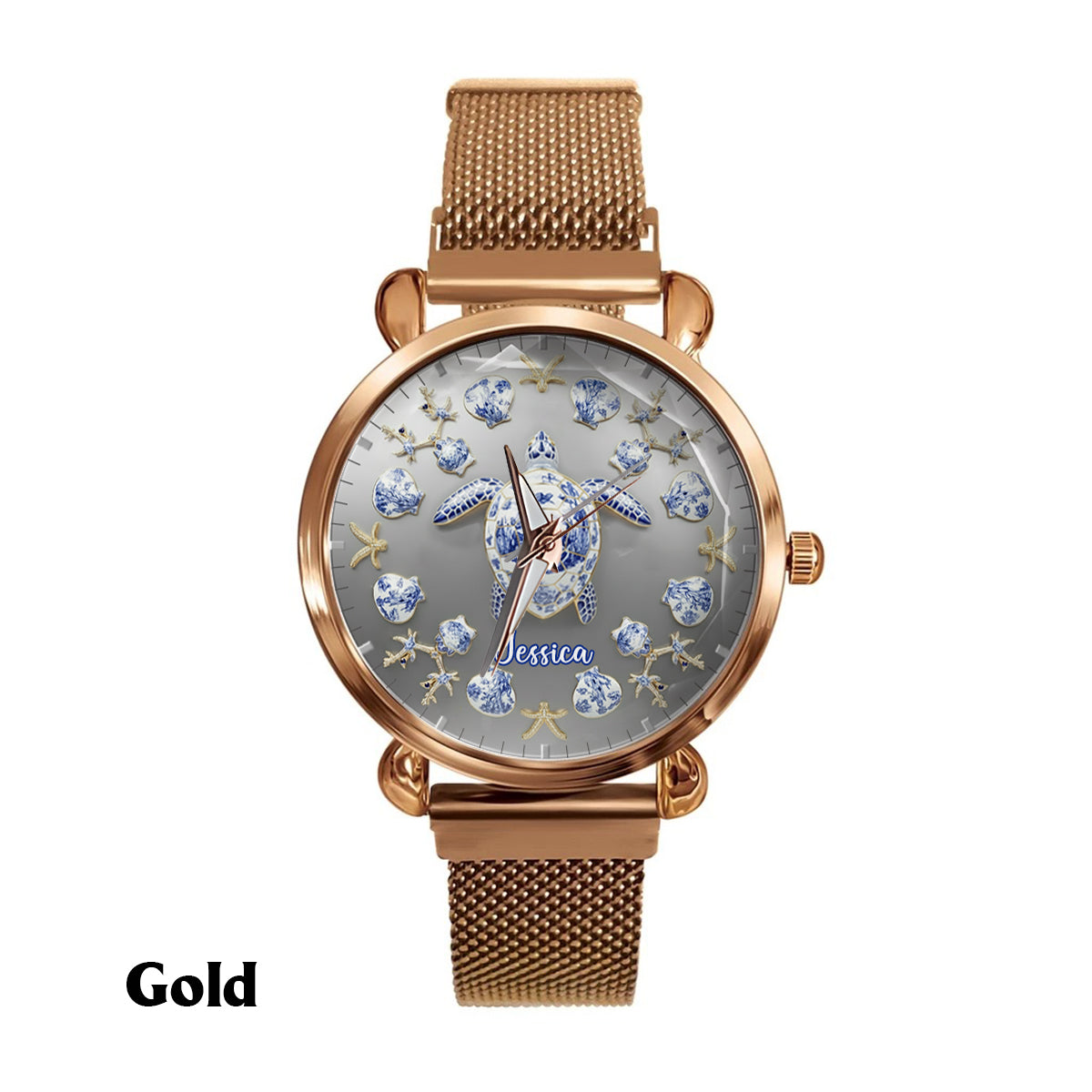 Toile De Jouy Turtle - Personalized Turtle Women Hand Watch