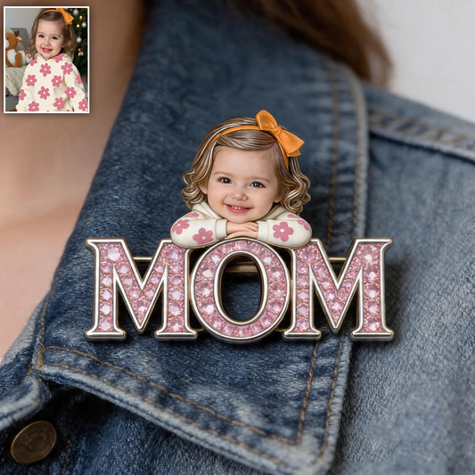 Einzigartiges Muttertagsgeschenk, individuell aus jedem Foto - Personalisierte Mutter-Pin
