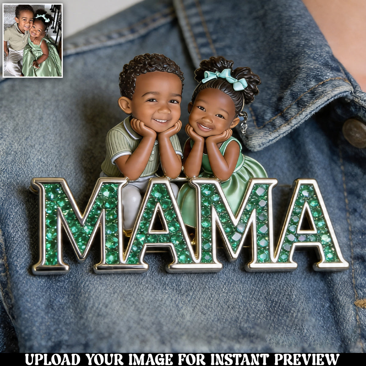 Einzigartiges Muttertagsgeschenk, individuell aus jedem Foto - Personalisierte Mutter-Pin