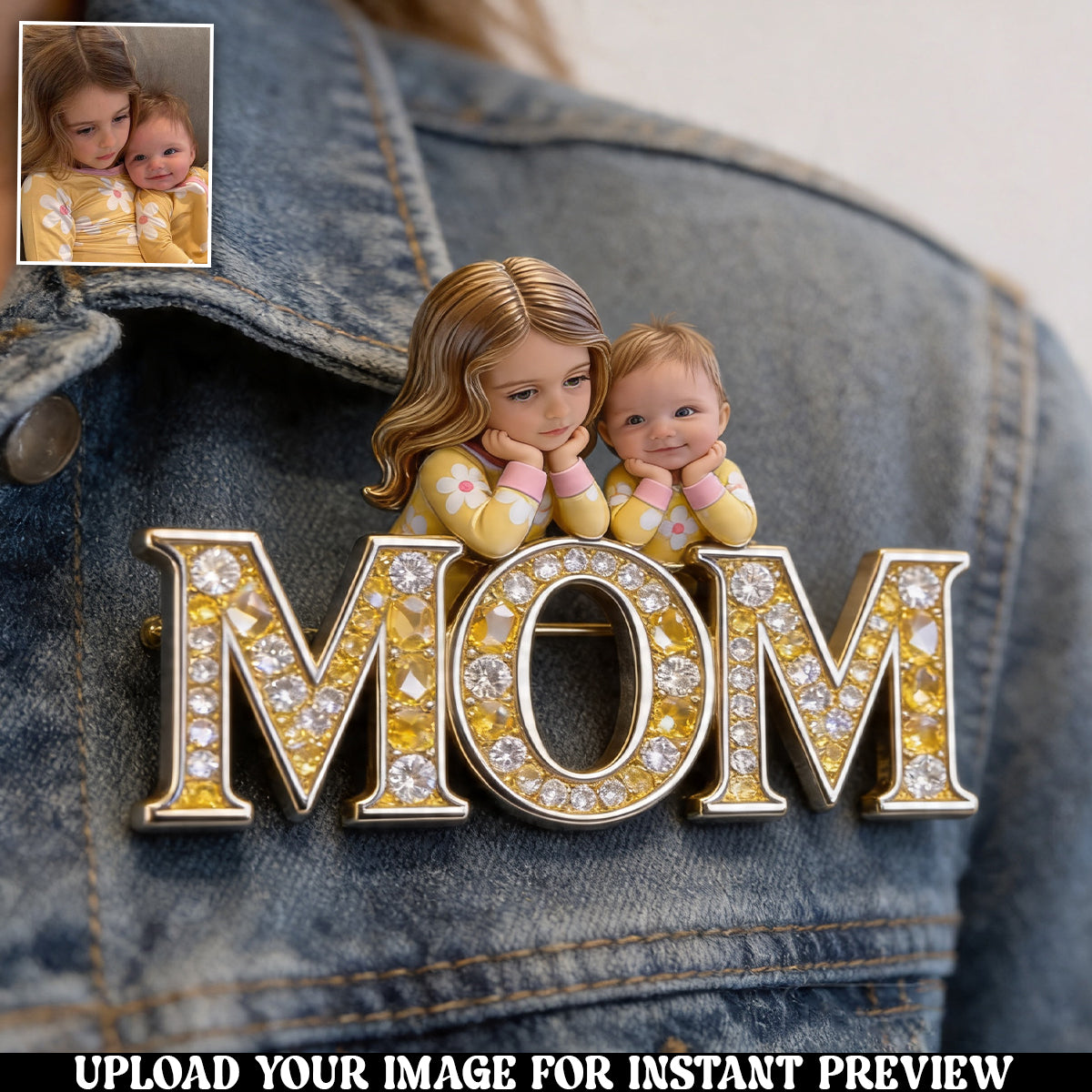 Einzigartiges Muttertagsgeschenk, individuell aus jedem Foto - Personalisierte Mutter-Pin