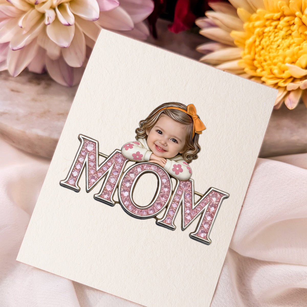 Einzigartiges Muttertagsgeschenk, individuell aus jedem Foto - Personalisierte Mutter-Pin