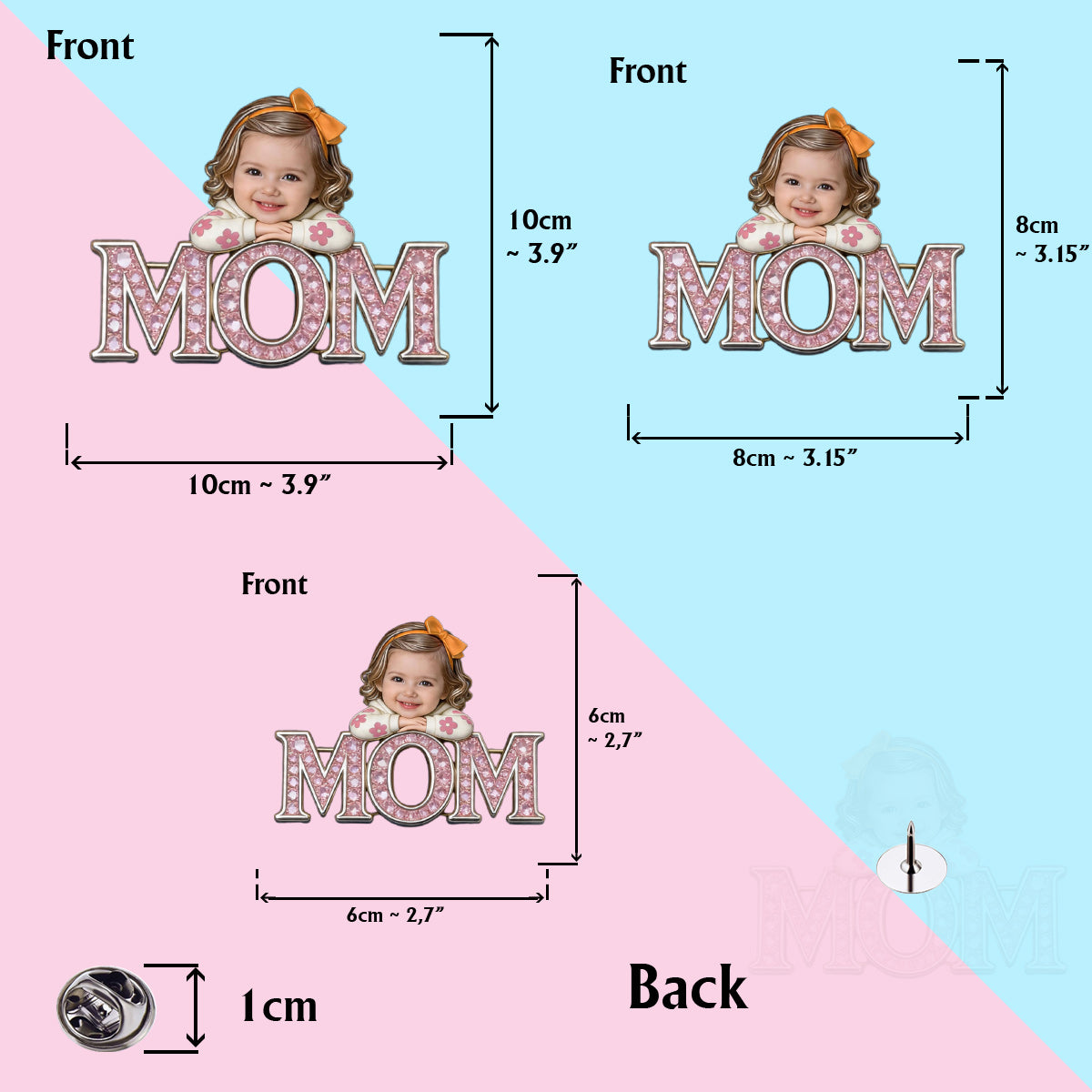 Einzigartiges Muttertagsgeschenk, individuell aus jedem Foto - Personalisierte Mutter-Pin