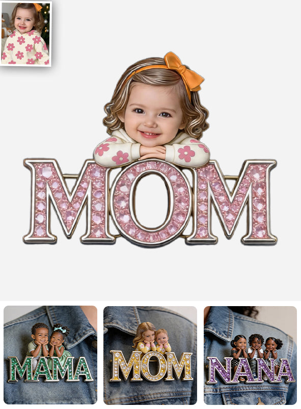 Einzigartiges Muttertagsgeschenk, individuell aus jedem Foto - Personalisierte Mutter-Pin
