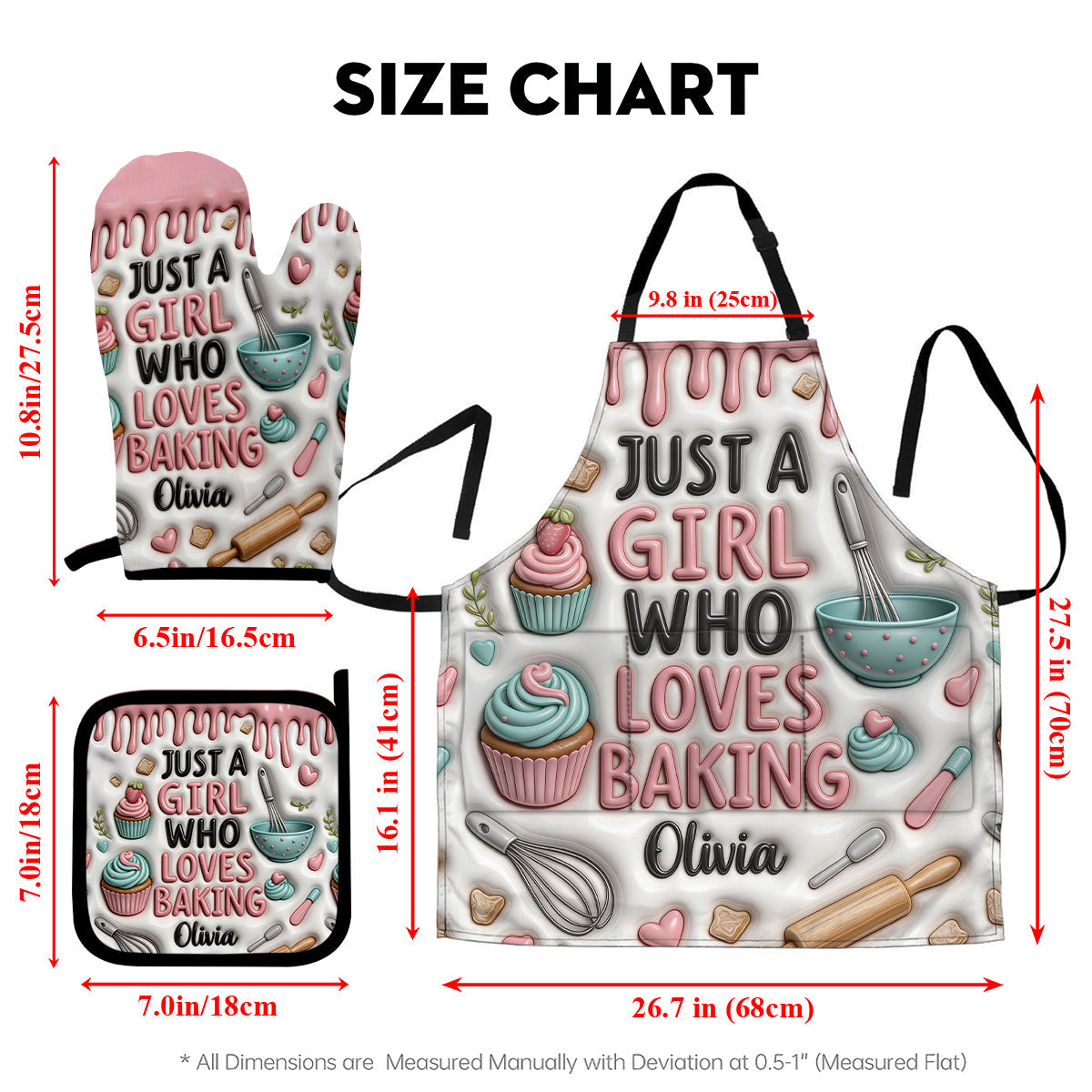 Baker Gift - Personalized Baking Apron, Oven Mitts & Pot Holder