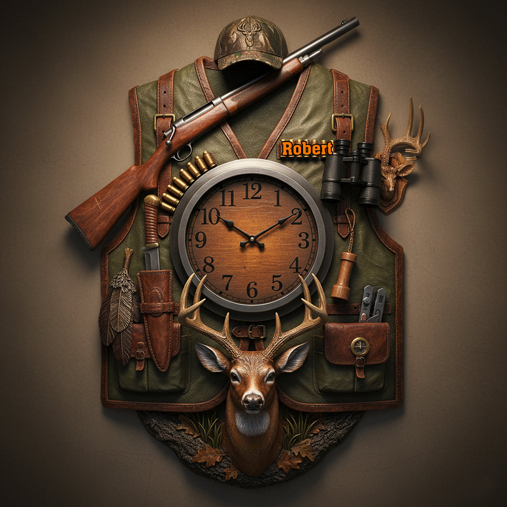 Passionné de chasse - Horloge murale lumineuse LED personnalisée sur le thème de la chasse