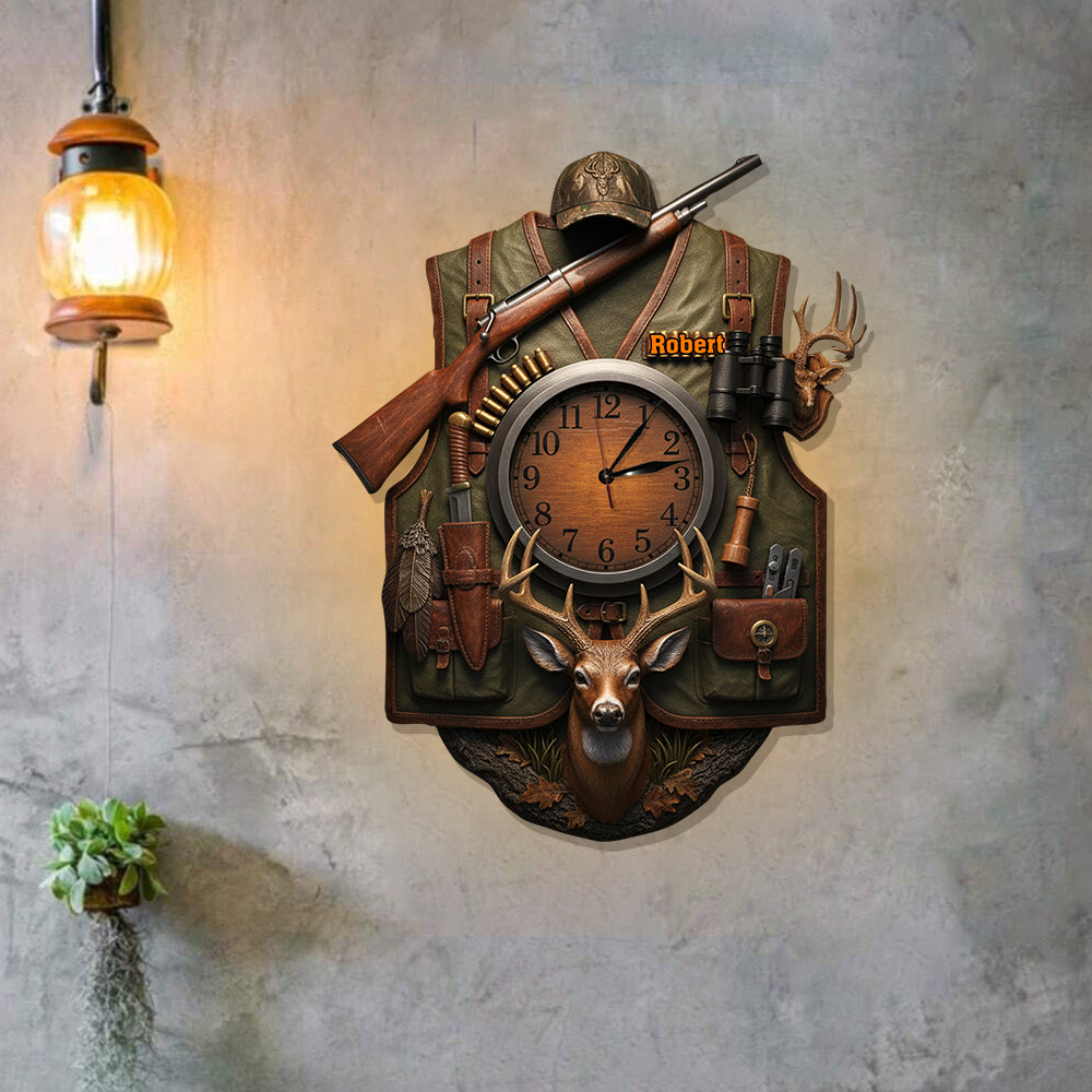 Passionné de chasse - Horloge murale lumineuse LED personnalisée sur le thème de la chasse