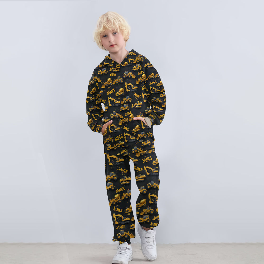 Construction Truck - Personalized Kid Kid Hoodie & Kid Jogger Sweatpants