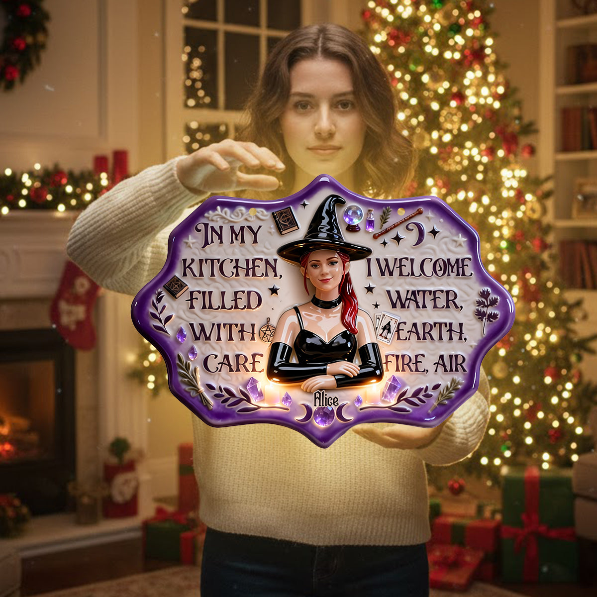 In My Kitchen - Personalized Witch LED Light Acrylic Sign