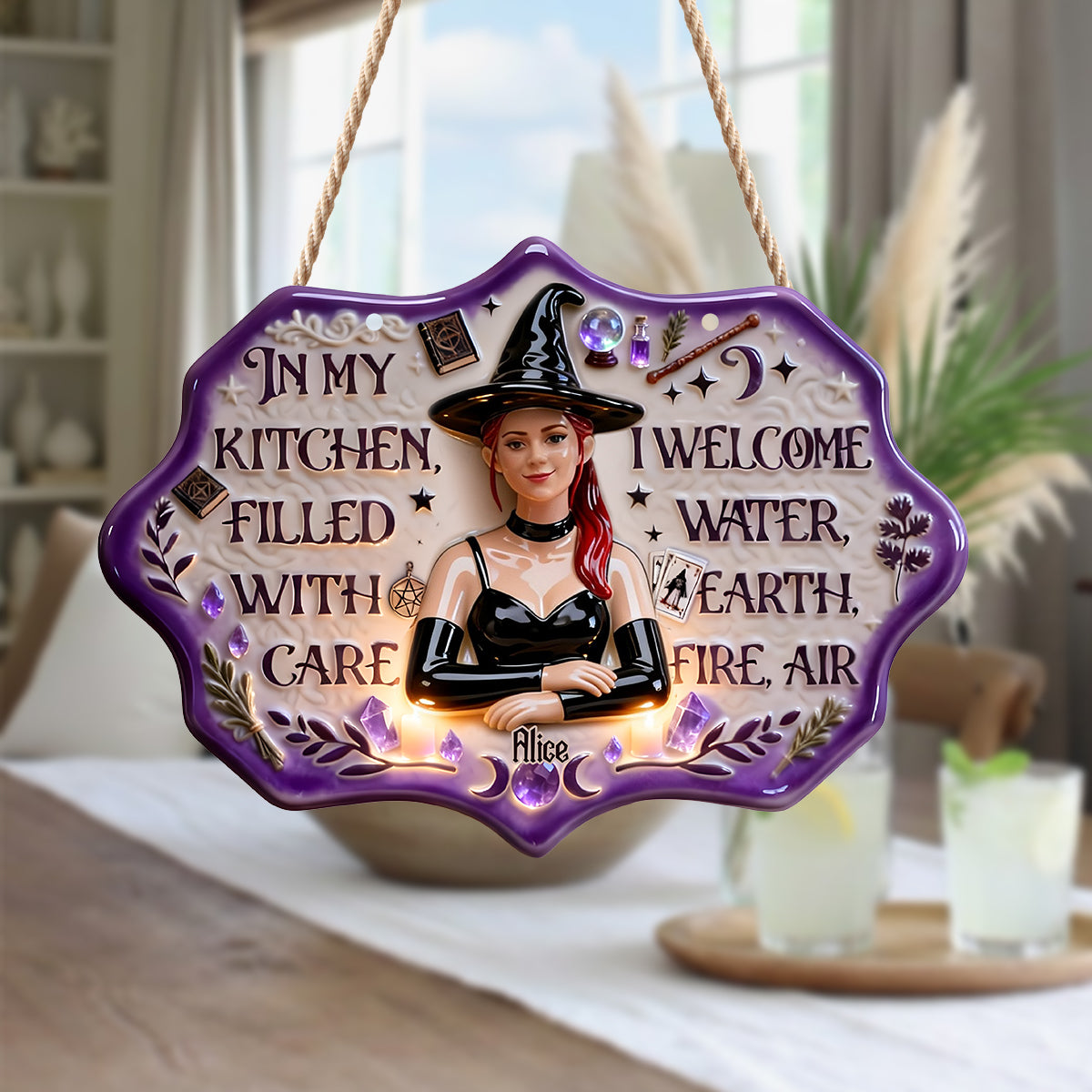 In My Kitchen - Personalized Witch LED Light Acrylic Sign