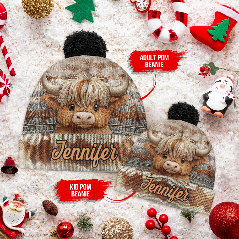 Mignonne vache des Highlands - Bonnet personnalisé vache des Highlands