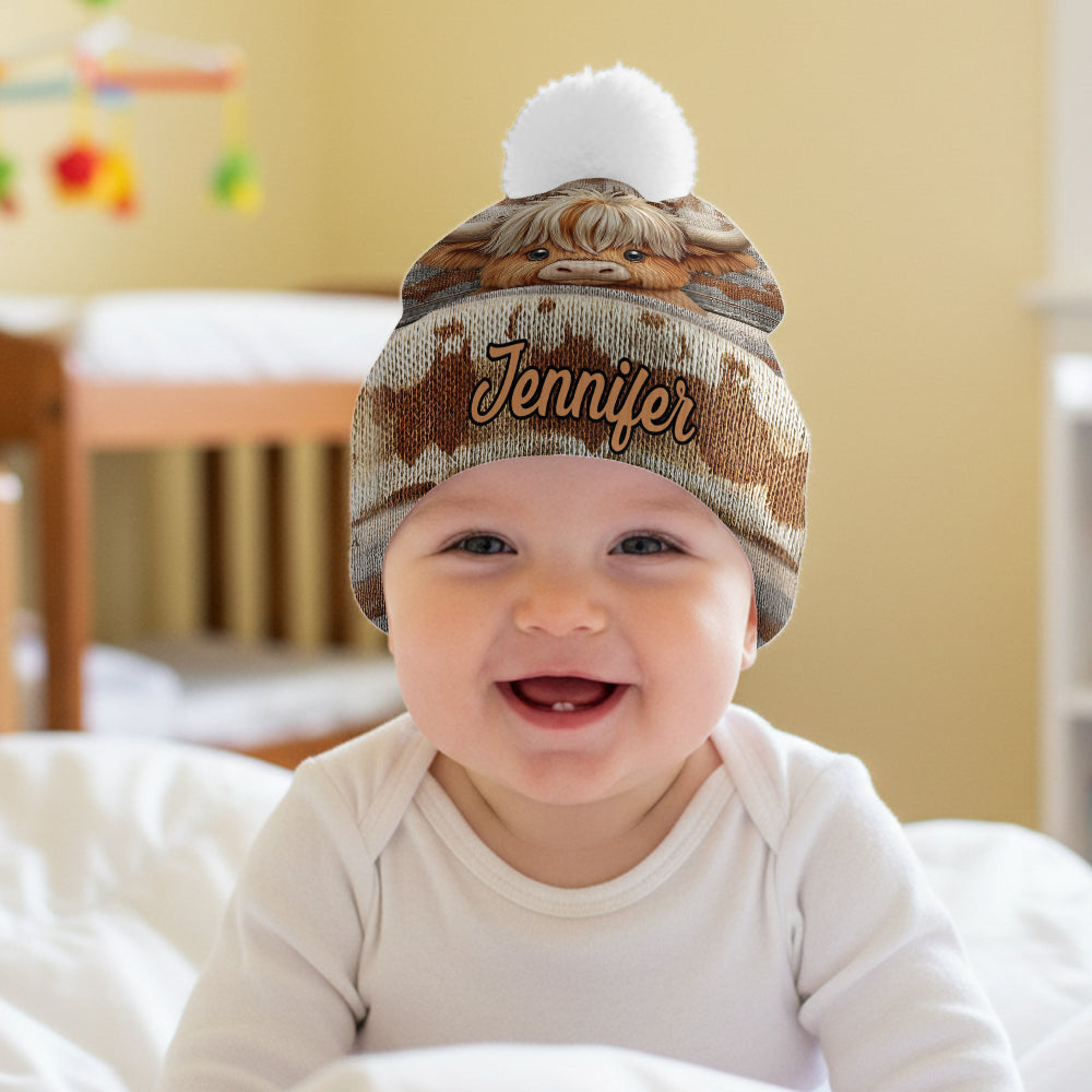 Mignonne vache des Highlands - Bonnet personnalisé vache des Highlands