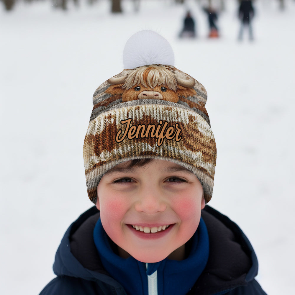 Mignonne vache des Highlands - Bonnet personnalisé vache des Highlands