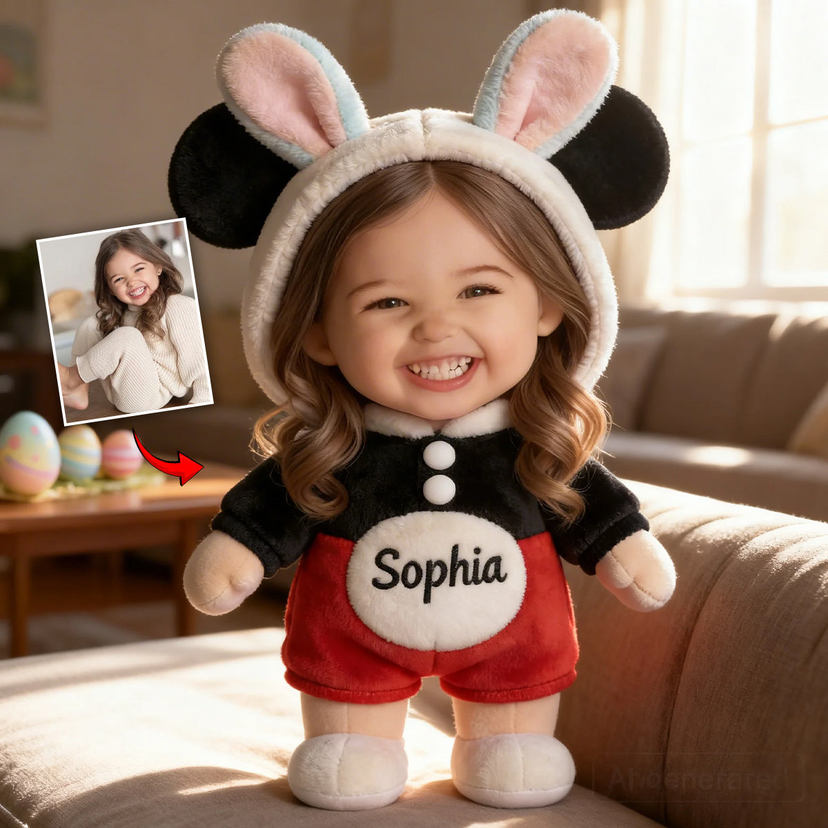 Any Photo Nana's Peeps Gift For Mom, Grandma - Personalized Kid Premium Faux Fur Pillow