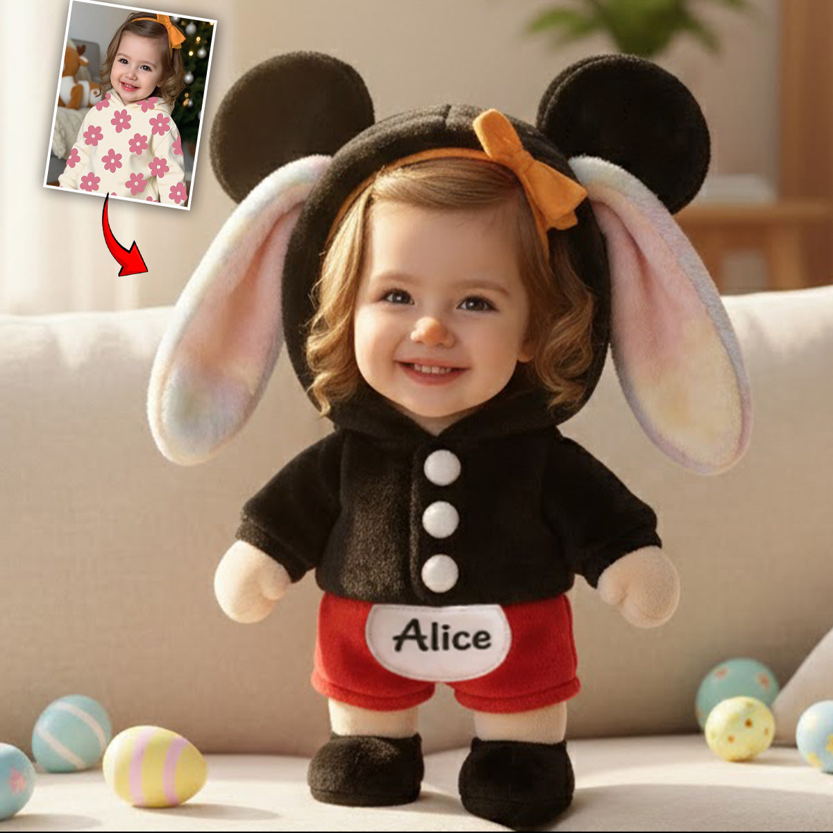 Any Photo Nana's Peeps Gift For Mom, Grandma - Personalized Kid Premium Faux Fur Pillow