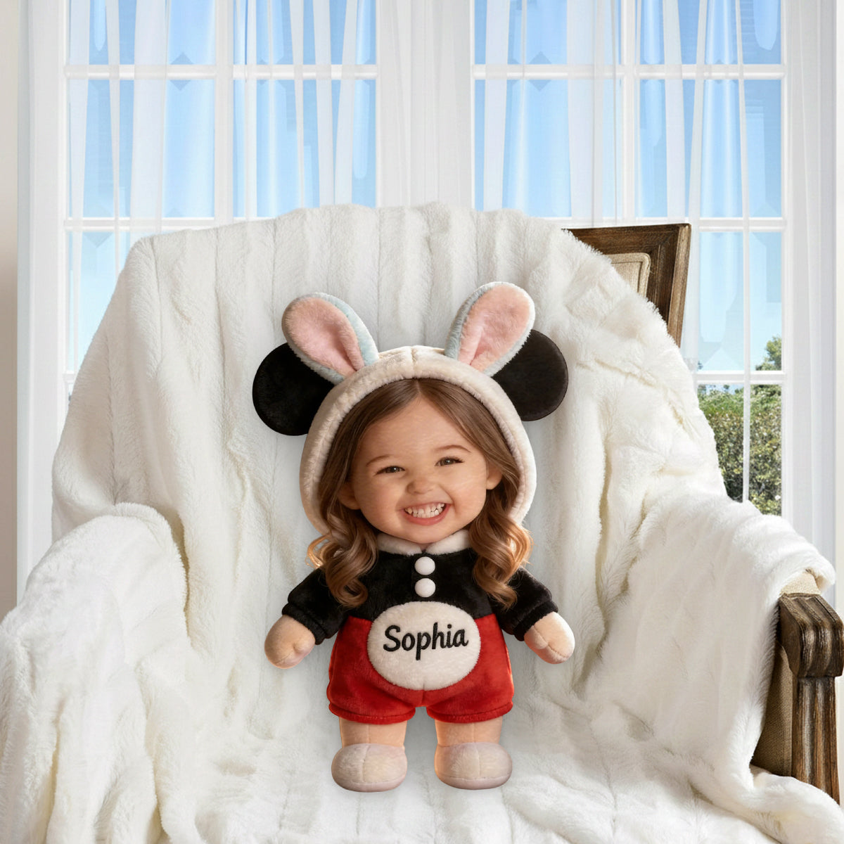 Any Photo Nana's Peeps Gift For Mom, Grandma - Personalized Kid Premium Faux Fur Pillow