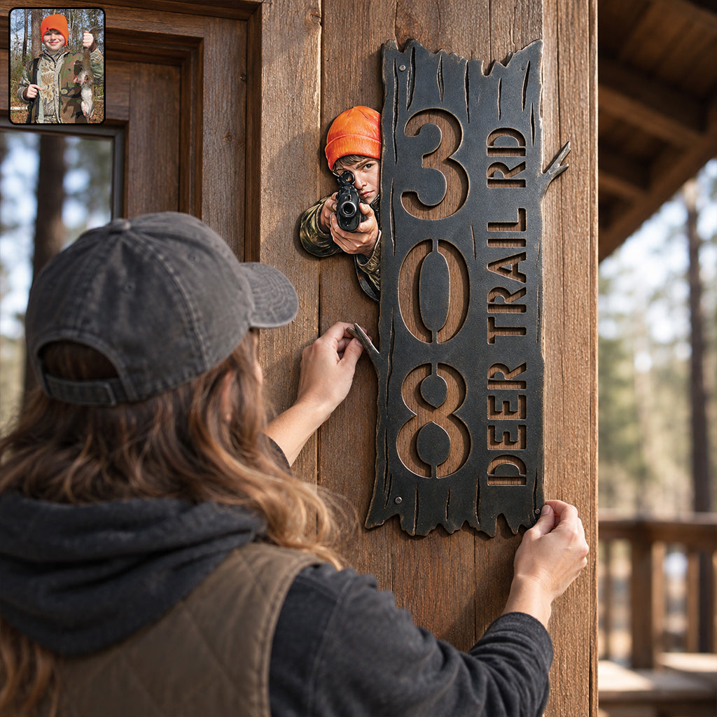 Hunting Lodge - Personalized Hunting 3D Printed Cut Metal Sign