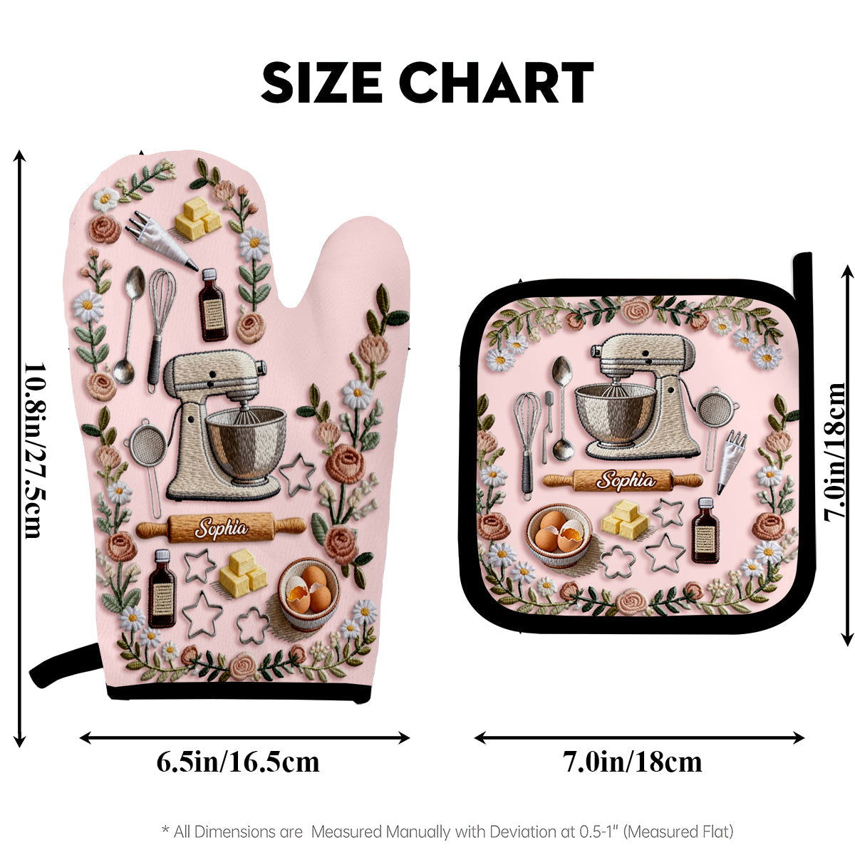 Love Baking - Personalized Baking Oven Mitts & Pot Holder Set