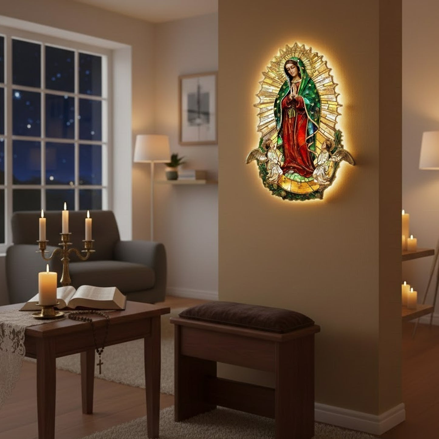 Our Lady Of Guadalupe - Christian LED Light Acrylic Sign