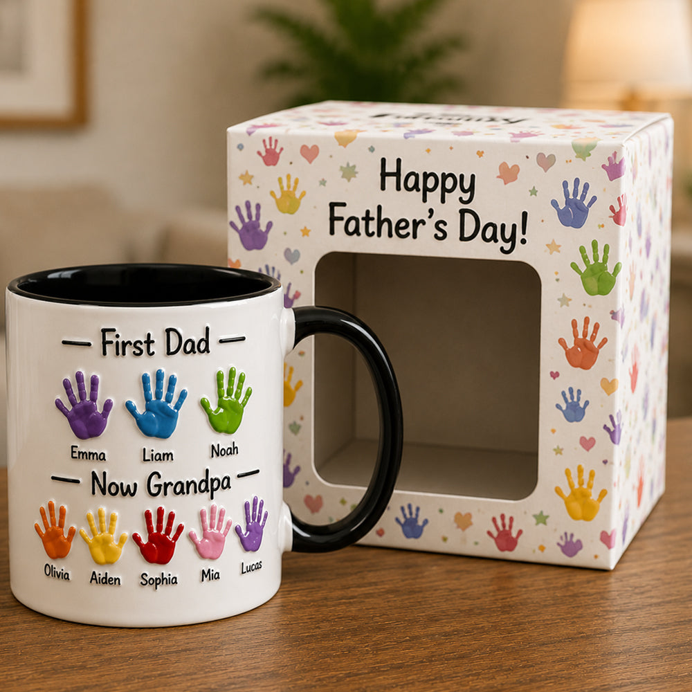 Zuerst Papa, jetzt Opa - Personalisierte Opa Akzent Tasse mit Geschenkbox