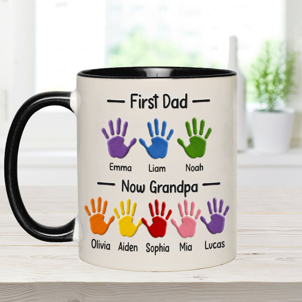 Zuerst Papa, jetzt Opa - Personalisierte Opa Akzent Tasse mit Geschenkbox