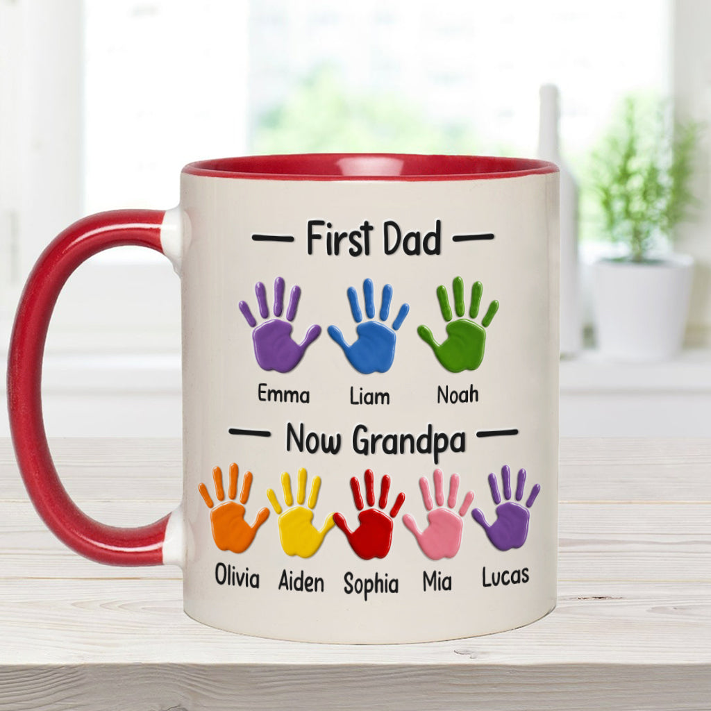 Zuerst Papa, jetzt Opa - Personalisierte Opa Akzent Tasse mit Geschenkbox