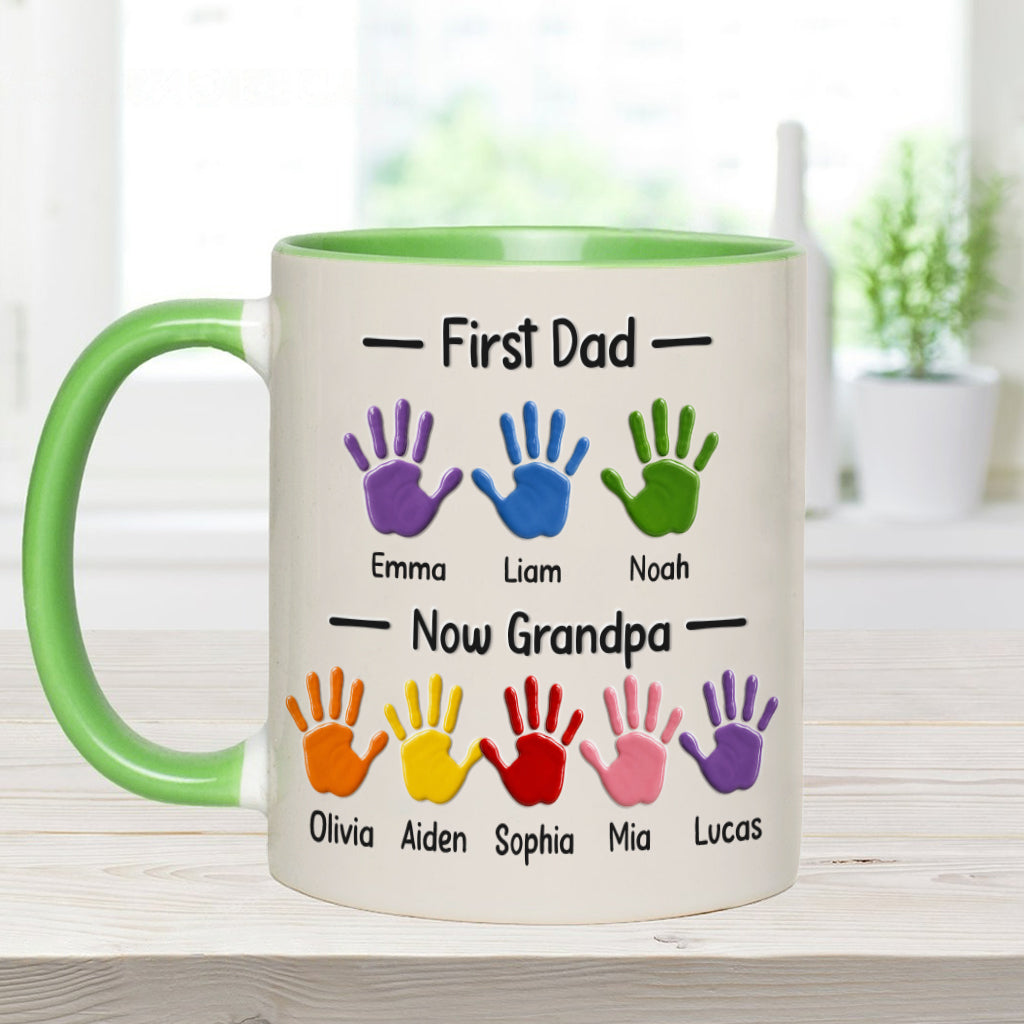 Zuerst Papa, jetzt Opa - Personalisierte Opa Akzent Tasse mit Geschenkbox