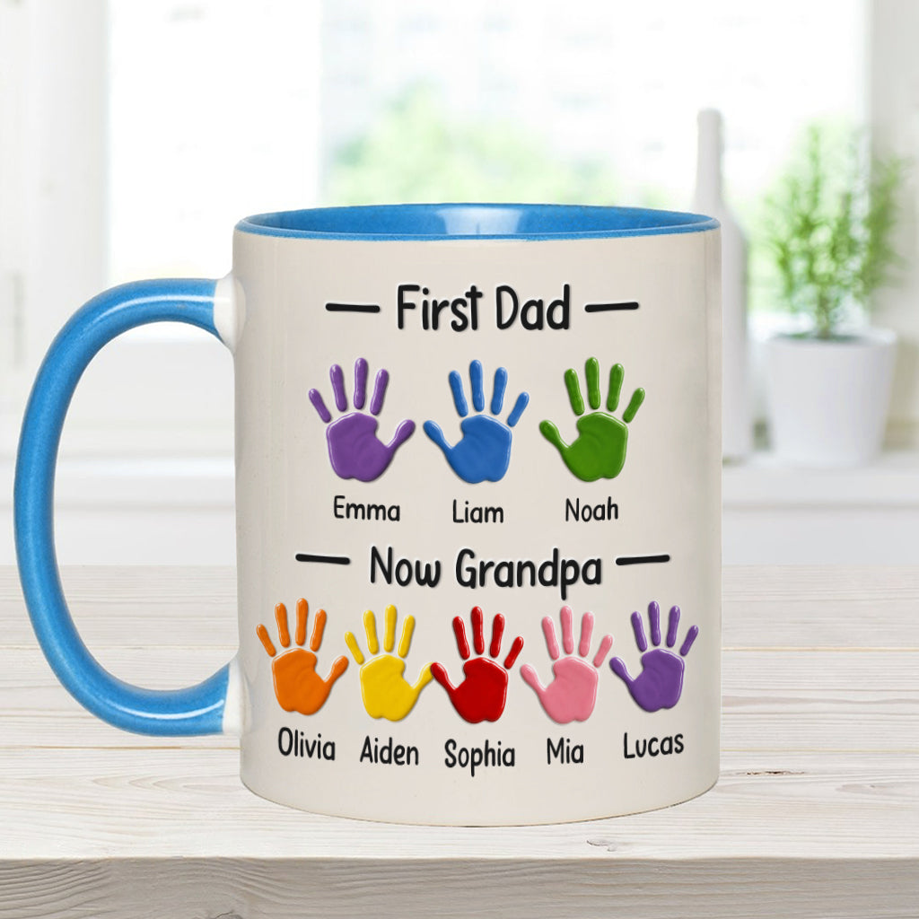 Zuerst Papa, jetzt Opa - Personalisierte Opa Akzent Tasse mit Geschenkbox