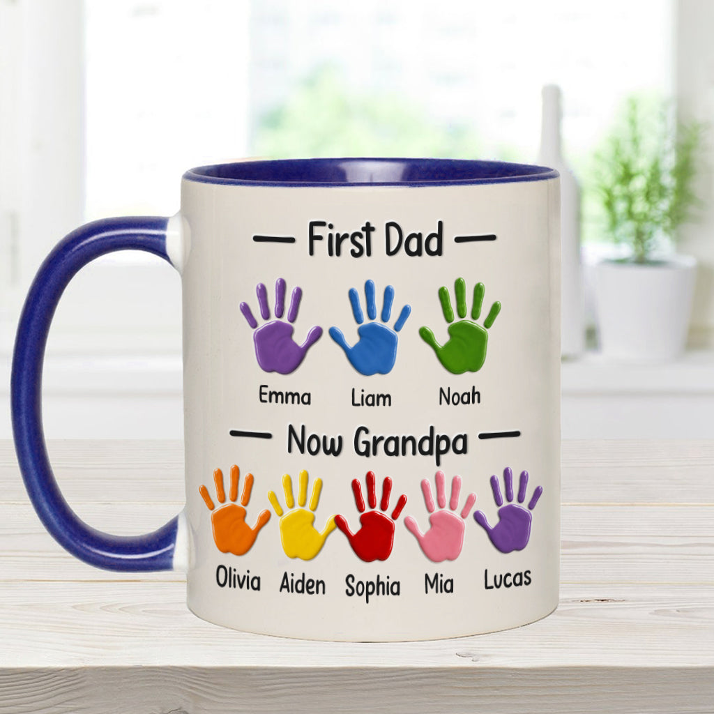Zuerst Papa, jetzt Opa - Personalisierte Opa Akzent Tasse mit Geschenkbox