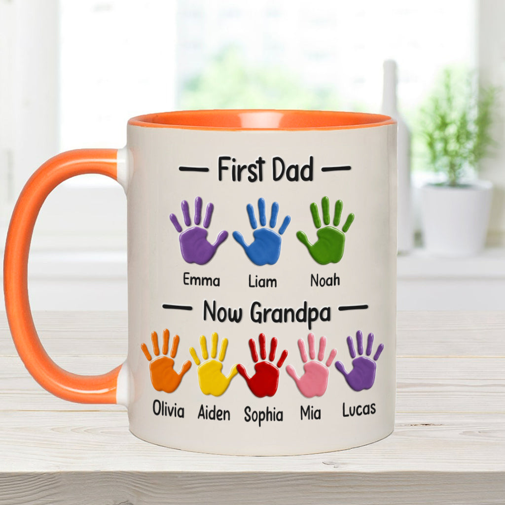Zuerst Papa, jetzt Opa - Personalisierte Opa Akzent Tasse mit Geschenkbox