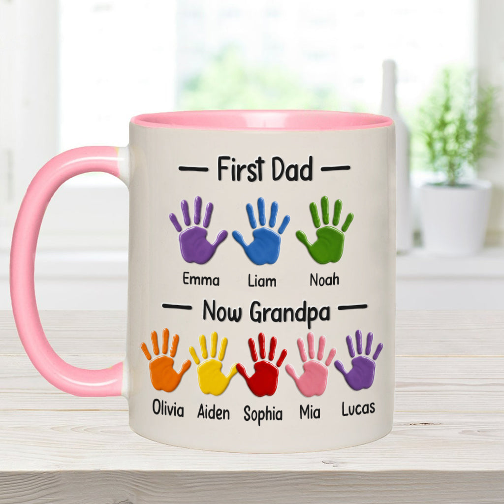 Zuerst Papa, jetzt Opa - Personalisierte Opa Akzent Tasse mit Geschenkbox