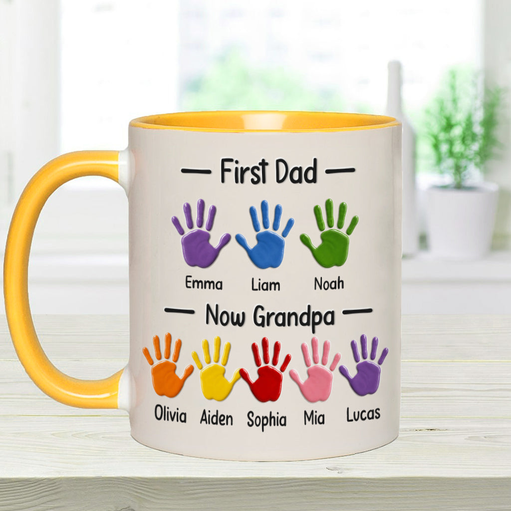 Zuerst Papa, jetzt Opa - Personalisierte Opa Akzent Tasse mit Geschenkbox