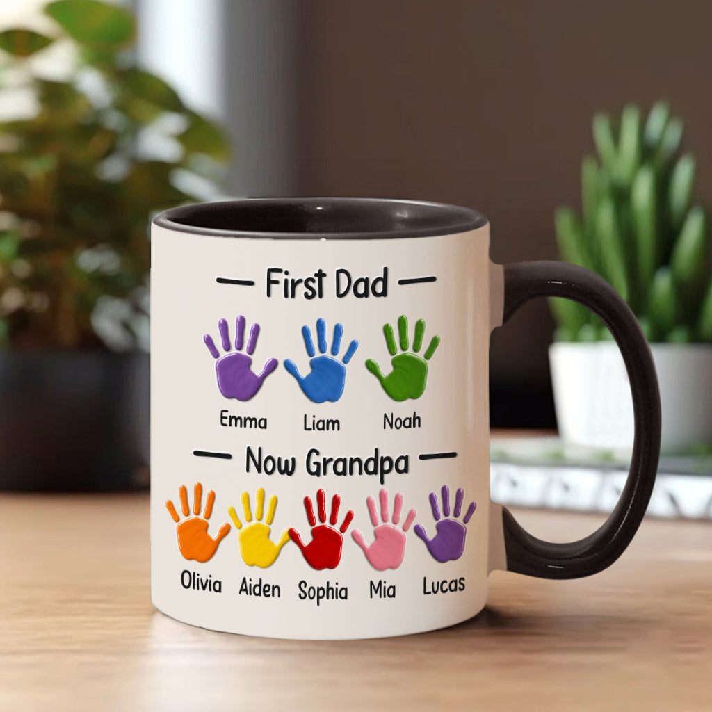 Zuerst Papa, jetzt Opa - Personalisierte Opa Akzent Tasse mit Geschenkbox
