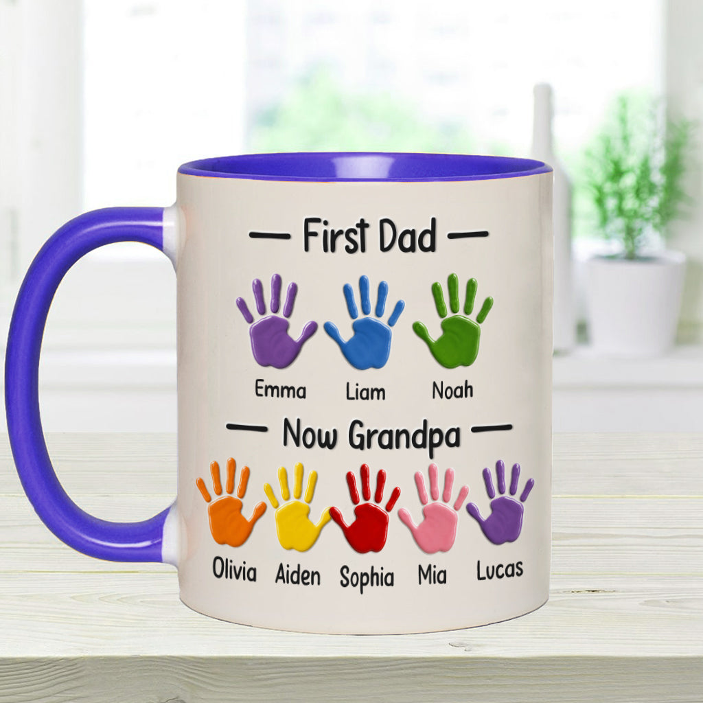 Zuerst Papa, jetzt Opa - Personalisierte Opa Akzent Tasse mit Geschenkbox