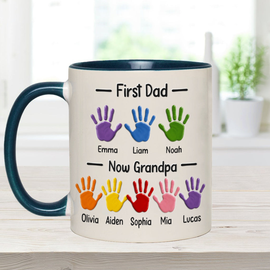 Zuerst Papa, jetzt Opa - Personalisierte Opa Akzent Tasse mit Geschenkbox