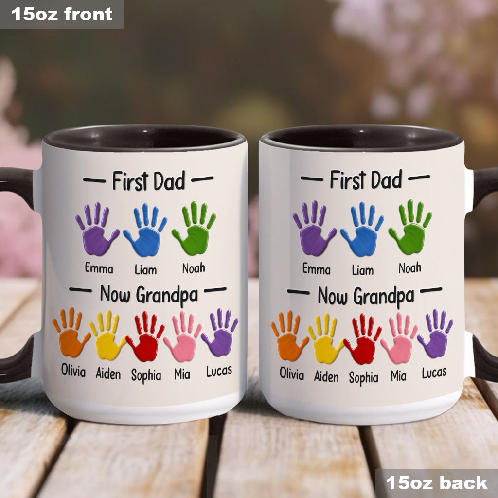 Zuerst Papa, jetzt Opa - Personalisierte Opa Akzent Tasse mit Geschenkbox