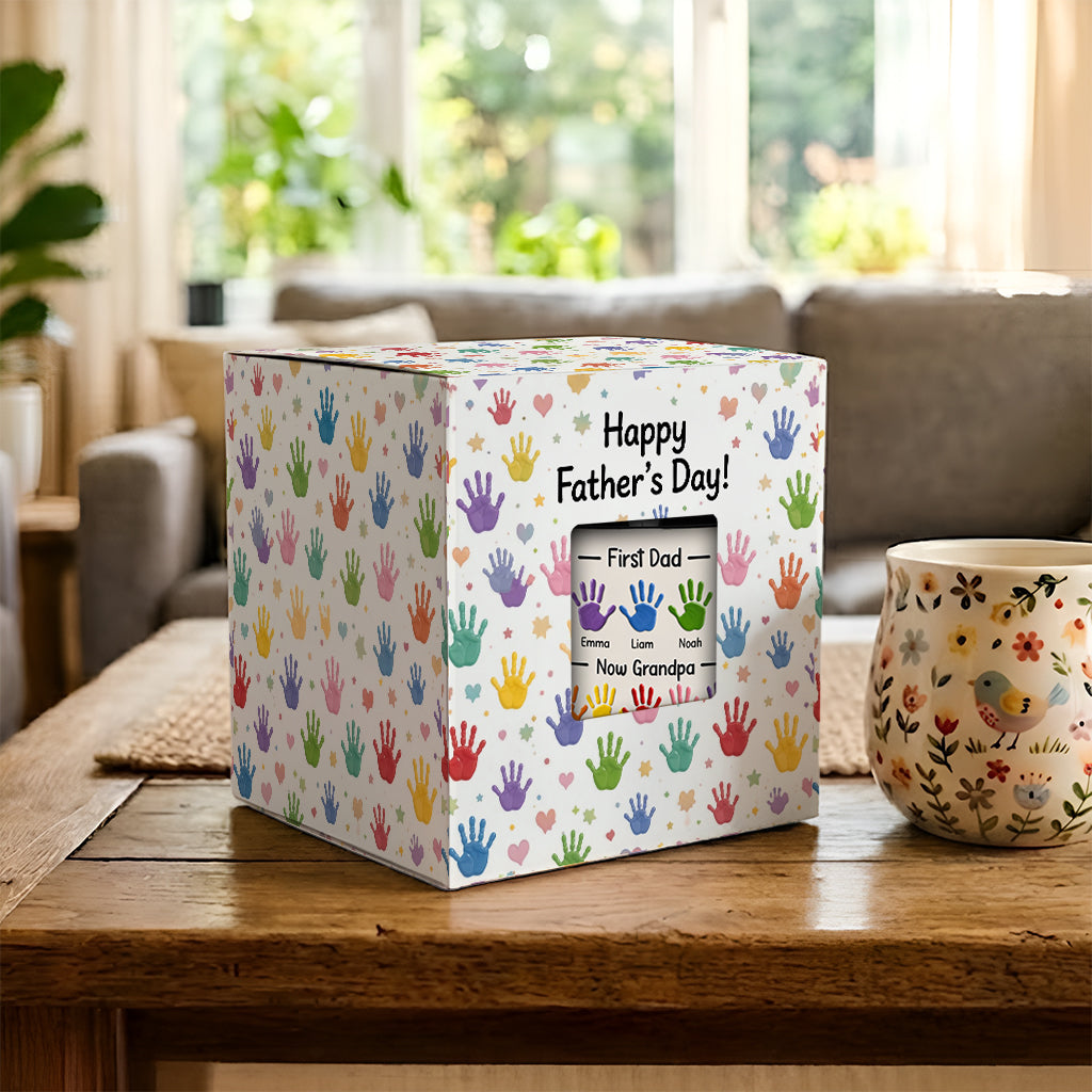 Zuerst Papa, jetzt Opa - Personalisierte Opa Akzent Tasse mit Geschenkbox